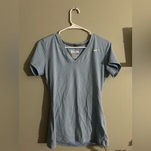 Nike Women's Light Blue Dri-FIT V-Neck Tee